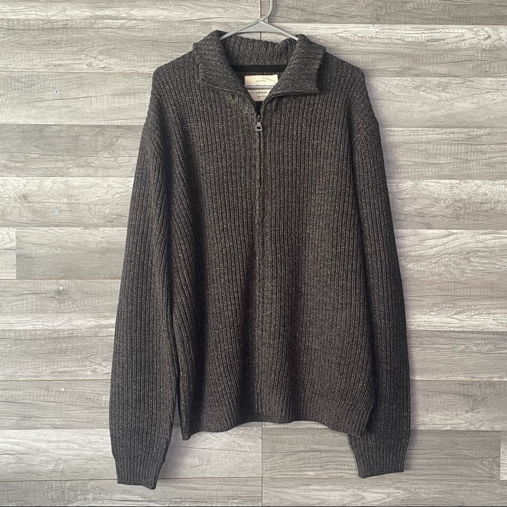 Weather Proof Men’s Acrylic Zip Up Sweater Grey